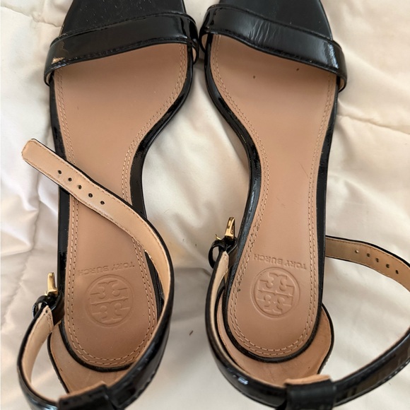Tory Burch Black Patent Ankle-Strap Block Heels - Picture 4 of 4